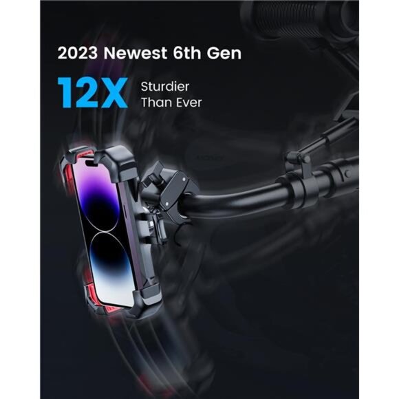 Motorcycle Phone Mount, 100mph Military Anti-Shake Bike Phone Holder - Picture 3 of 7